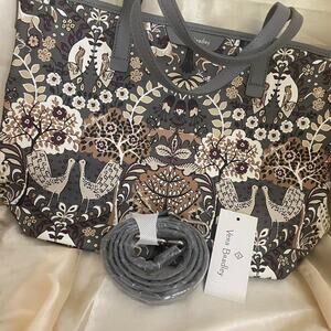 Vera Bradley Large Every Day Tote Enchantment Neutral NWT Birds and horses